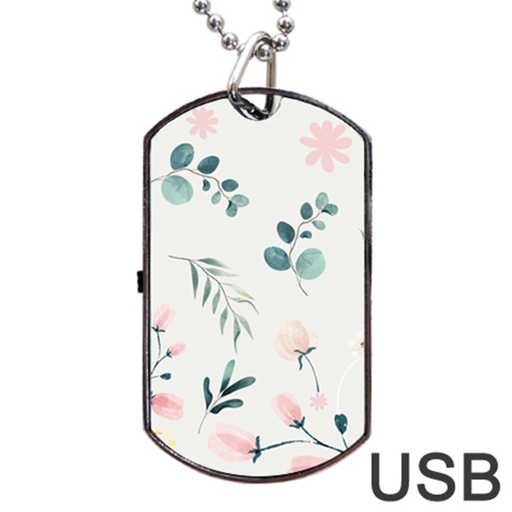 Flower Branch Corolla Wreath Lease Dog Tag USB Flash (One Side)