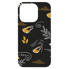 Leaves Coffee Digital Paper Cup Iphone 14 Pro Black Uv Print Case by Grandong