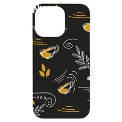 Leaves Coffee Digital Paper Cup Iphone 14 Pro Max Black Uv Print Case by Grandong