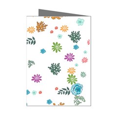 Flower Leaves Background Floral Mini Greeting Cards (pkg Of 8) by Grandong