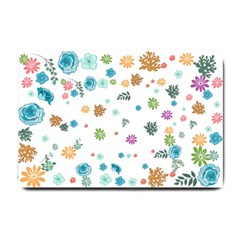 Flower Leaves Background Floral Small Doormat by Grandong