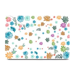 Flower Leaves Background Floral Plate Mats by Grandong