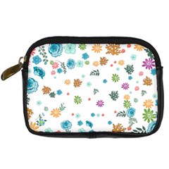 Flower Leaves Background Floral Digital Camera Leather Case by Grandong