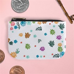 Flower Leaves Background Floral Mini Coin Purse by Grandong