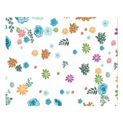 Flower Leaves Background Floral Two Sides Premium Plush Fleece Blanket (large) by Grandong