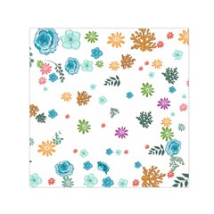 Flower Leaves Background Floral Square Satin Scarf (30  X 30 ) by Grandong