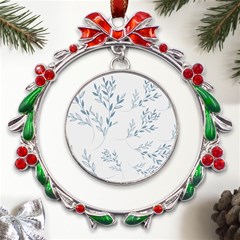 Flowers Floral Design Pattern Metal X mas Wreath Ribbon Ornament by Grandong