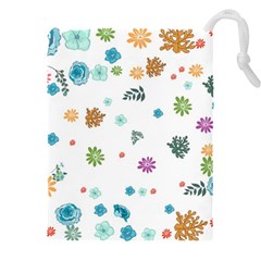 Flower Leaves Background Floral Drawstring Pouch (5xl) by Grandong