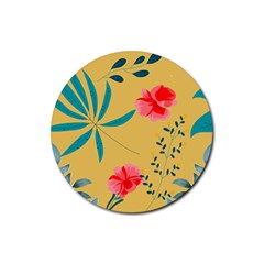 Flowers Petals Leaves Plants Rubber Round Coaster (4 Pack) by Grandong