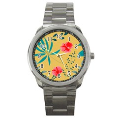 Flowers Petals Leaves Plants Sport Metal Watch by Grandong