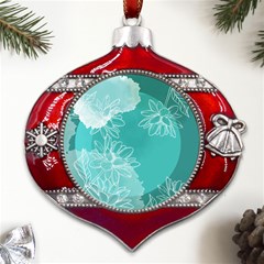 Flowers  Floral Design Background Metal Snowflake And Bell Red Ornament by Grandong