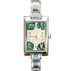 Leaves Monstera Background Rectangle Italian Charm Watch