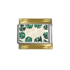 Leaves Monstera Background Gold Trim Italian Charm (9mm) by Grandong