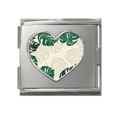 Leaves Monstera Background Mega Link Heart Italian Charm (18mm) by Grandong