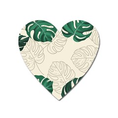 Leaves Monstera Background Heart Magnet by Grandong