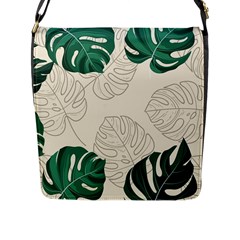 Leaves Monstera Background Flap Closure Messenger Bag (l) by Grandong