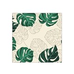 Leaves Monstera Background Satin Bandana Scarf 22  x 22  Front