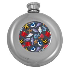 Sea Animals Pattern Wallpaper Fish Round Hip Flask (5 Oz) by Grandong