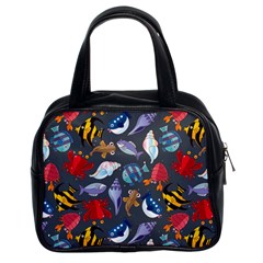 Sea Animals Pattern Wallpaper Fish Classic Handbag (two Sides) by Grandong