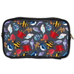 Sea Animals Pattern Wallpaper Fish Toiletries Bag (two Sides) by Grandong