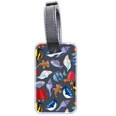 Sea Animals Pattern Wallpaper Fish Luggage Tag (two Sides) by Grandong