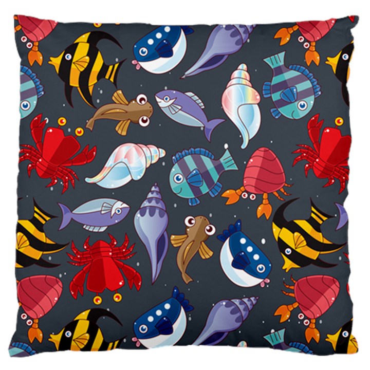 Sea Animals Pattern Wallpaper Fish Large Cushion Case (One Side)