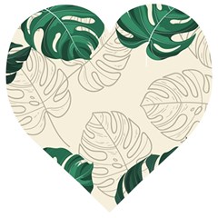 Leaves Monstera Background Wooden Puzzle Heart by Grandong