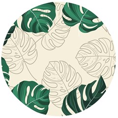 Leaves Monstera Background Wooden Bottle Opener (round) by Grandong