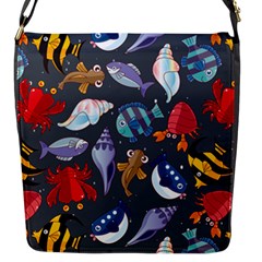 Sea Animals Pattern Wallpaper Fish Flap Closure Messenger Bag (s) by Grandong