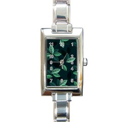 Leaves Foliage Plants Pattern Rectangle Italian Charm Watch