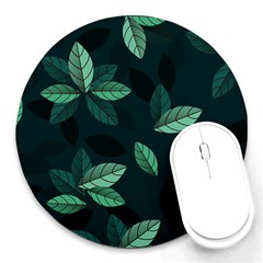 Leaves Foliage Plants Pattern Round Mousepad