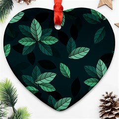 Leaves Foliage Plants Pattern Ornament (Heart)