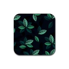 Leaves Foliage Plants Pattern Rubber Coaster (square) by Grandong