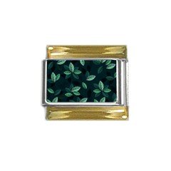 Leaves Foliage Plants Pattern Gold Trim Italian Charm (9mm)