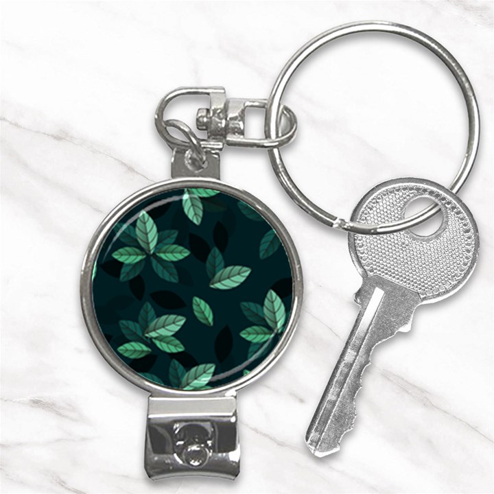 Leaves Foliage Plants Pattern Nail Clippers Key Chain