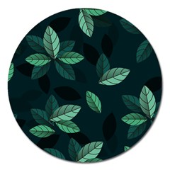 Leaves Foliage Plants Pattern Magnet 5  (Round)