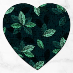 Leaves Foliage Plants Pattern Jigsaw Puzzle (Heart)