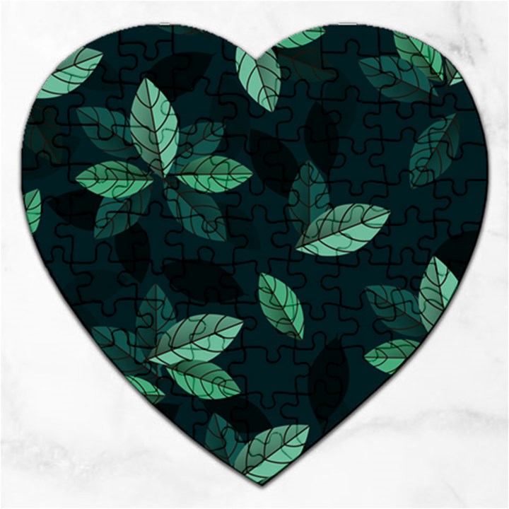 Leaves Foliage Plants Pattern Jigsaw Puzzle (Heart)