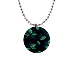 Leaves Foliage Plants Pattern 1  Button Necklace by Grandong