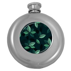 Leaves Foliage Plants Pattern Round Hip Flask (5 Oz) by Grandong