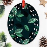 Leaves Foliage Plants Pattern Oval Filigree Ornament (Two Sides) Back