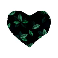 Leaves Foliage Plants Pattern Standard 16  Premium Heart Shape Cushions