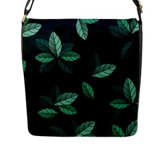 Leaves Foliage Plants Pattern Flap Closure Messenger Bag (L)