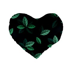 Leaves Foliage Plants Pattern Standard 16  Premium Flano Heart Shape Cushions