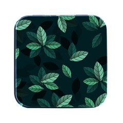 Leaves Foliage Plants Pattern Square Metal Box (black)