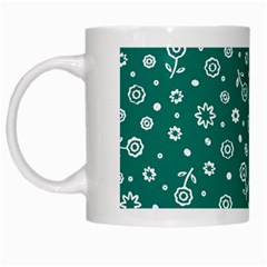 Flowers Floral Background Green White Mug by Grandong