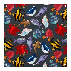 Sea Animals Pattern Wallpaper Fish Banner And Sign 3  X 3  by Grandong