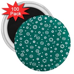 Flowers Floral Background Green 3  Magnets (100 Pack) by Grandong