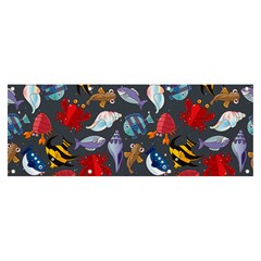 Sea Animals Pattern Wallpaper Fish Banner And Sign 8  X 3  by Grandong