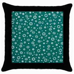 Flowers Floral Background Green Throw Pillow Case (black) by Grandong